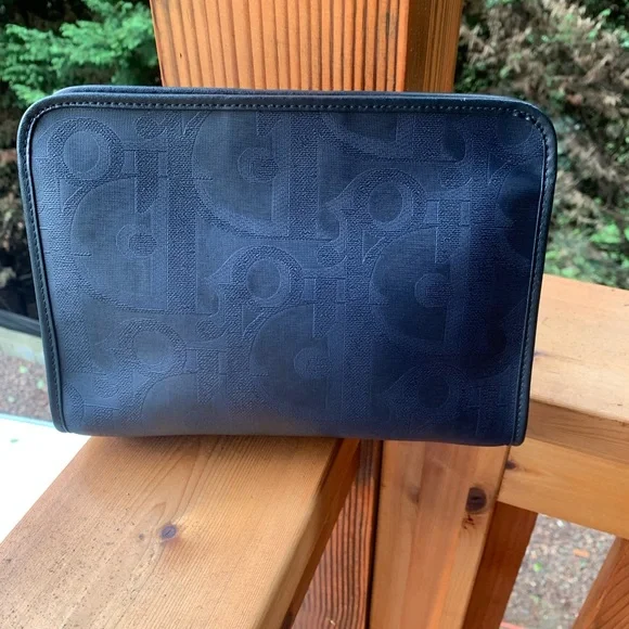 ❌SOLD❌DIOR Rare Vintage Midnight Blue Zip Pouch Clutch - Picture 2 of 8